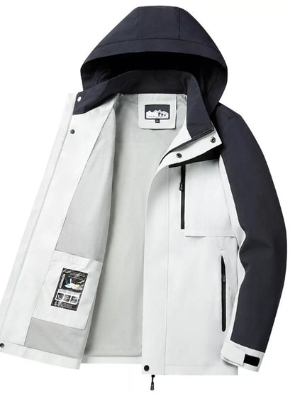 Men's Plus Size Two-Tone Hooded Outdoor Jacket