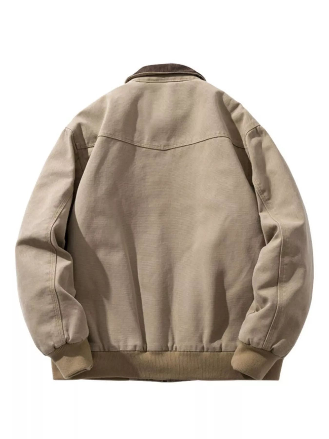 Men's Plus Size Corduroy Collar Zip-Up Jacket