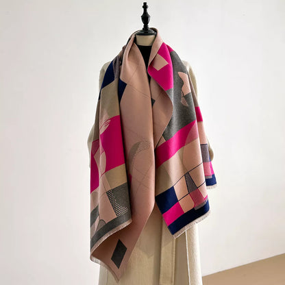 Geometric Cat Print Soft Scarf