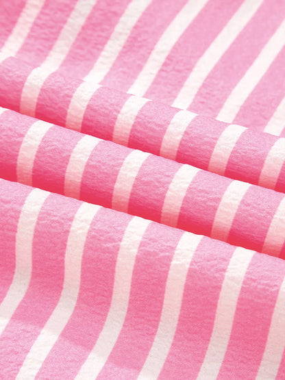 Stripe Buttoned Front Long Sleeve Top and Pants 2 Piece Sleepwear