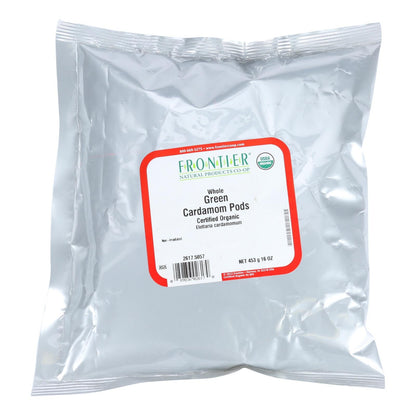 Frontier Herb Cardamom Pods, Organic Whole Green, 1lb Bag