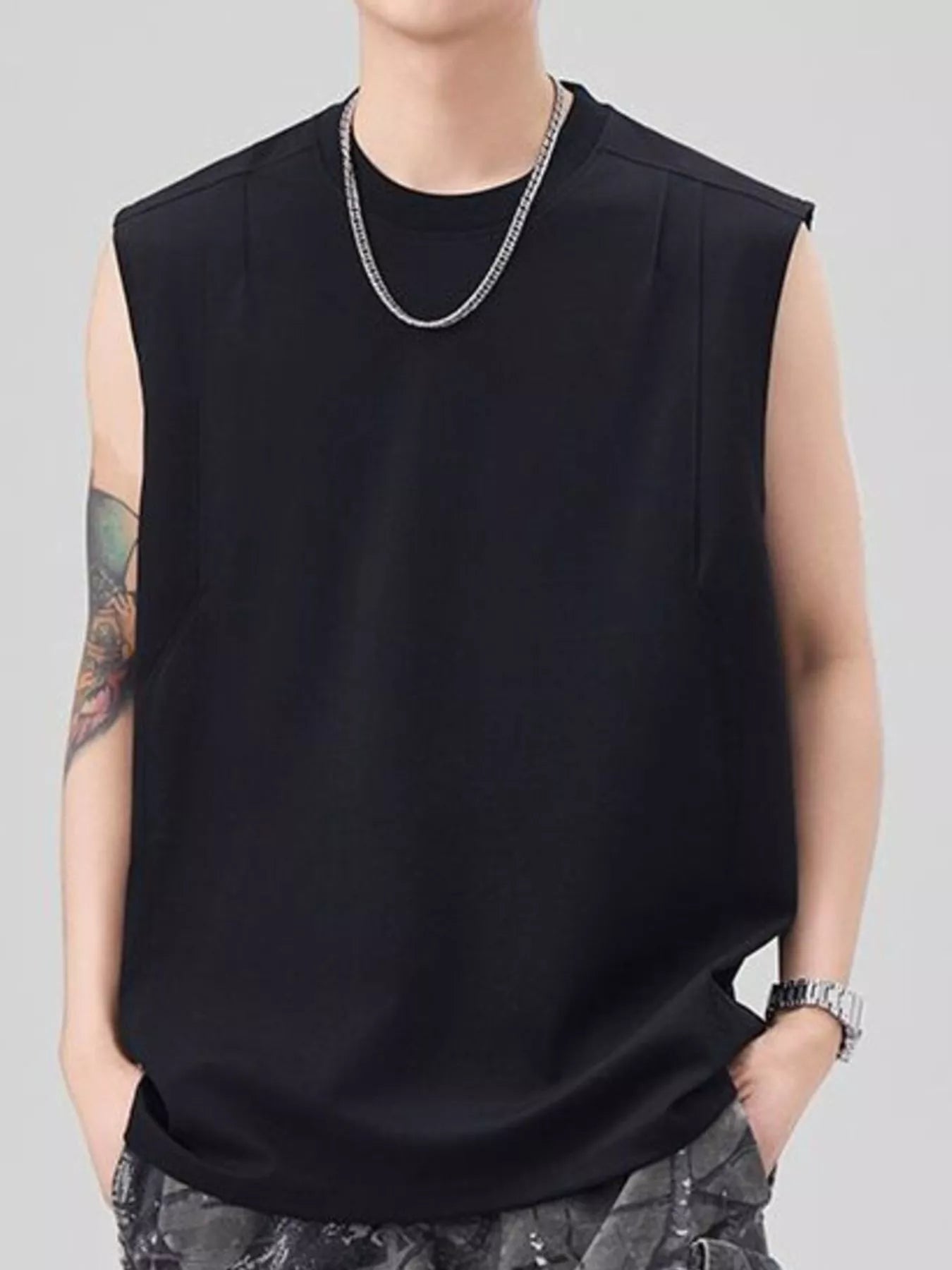 Men's Plus Size Solid Color Casual Tank Top