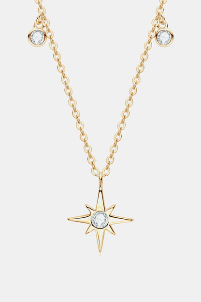 Moissanite North Star Pendant 925 Sterling Silver Necklace