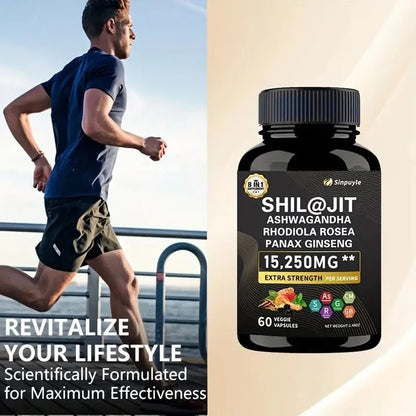 15-in-1 Sea Moss & 8-in-1 Shilajit Ashwagandha Supplement Bundle Energy Mood Support 60 Capsules Each