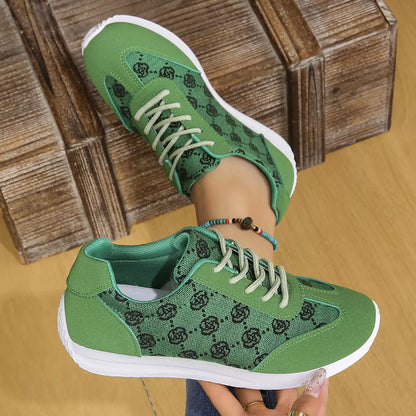 Floral Patterned Lace Up Sneakers
