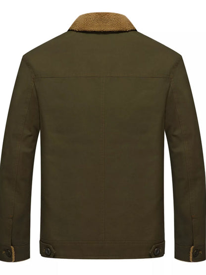 Men's Plus Size Button Up Fleece Lined Jacket