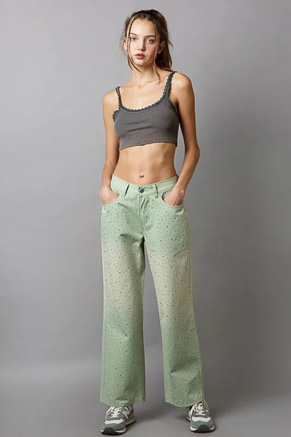 POL Embellishments Gradient Wide Leg Pants