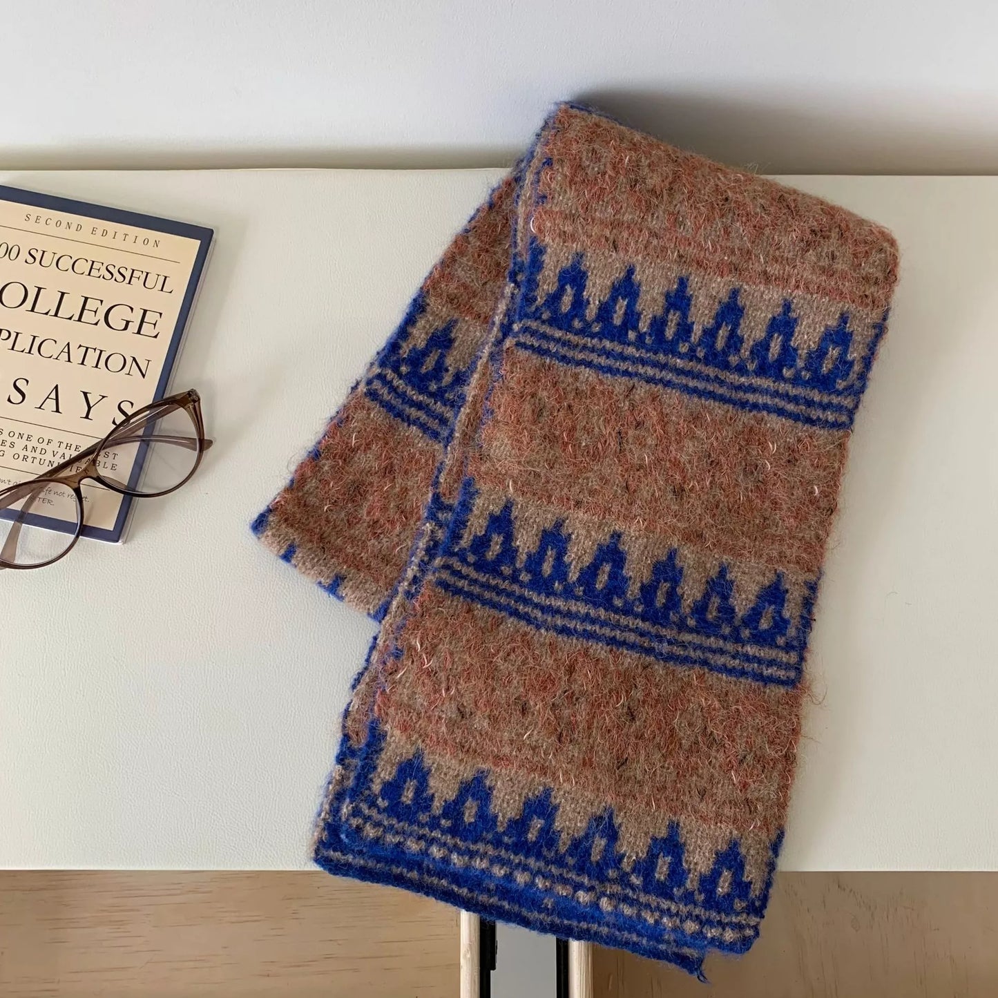 Vintage Knitted Pattern Warm Scarf