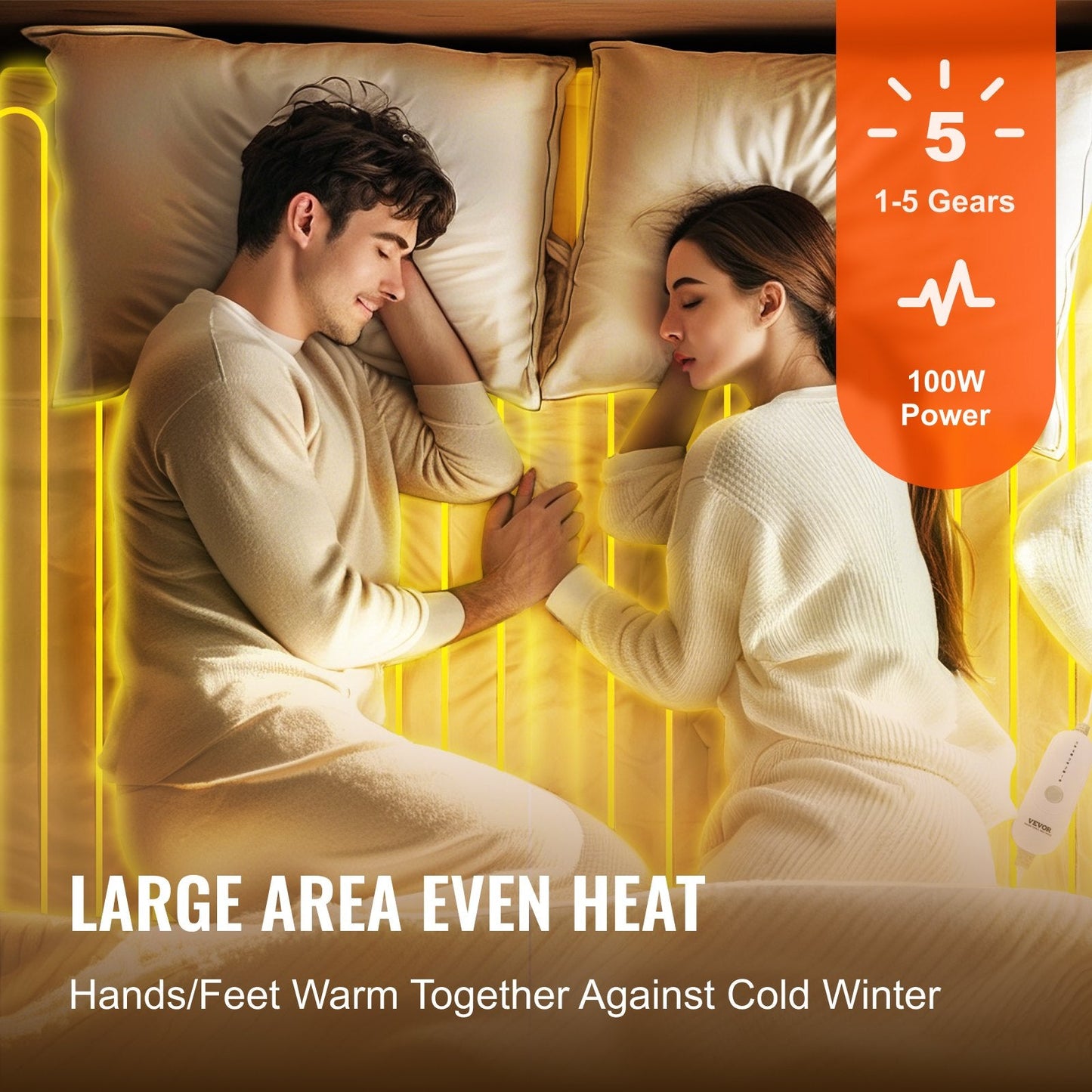 VEVOR Heated Mattress Pad 54x75 In Full Electric Warmer Coral Fleece Auto Off
