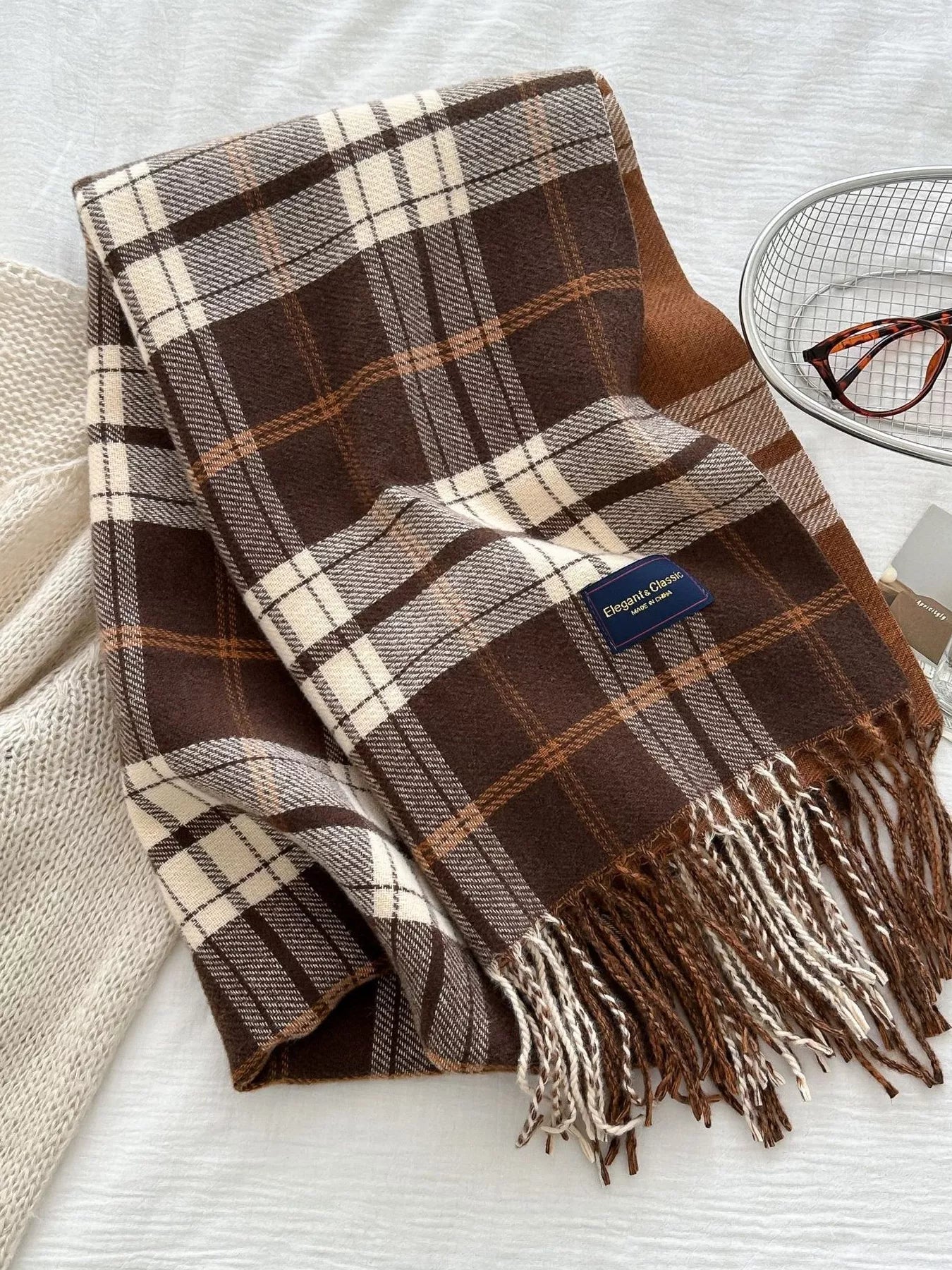 Classic Fringe Plaid Scarf