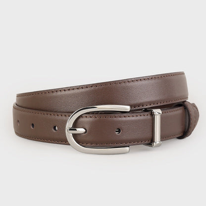 Classic Leather Belt with Silver Buckle
