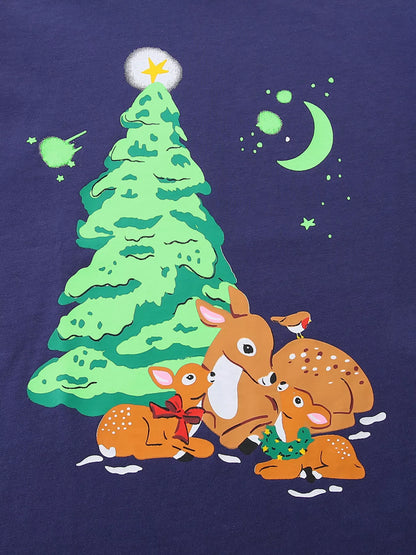 Children's Christmas Deer Graphic Long Sleeve T-Shirt
