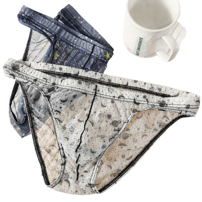 Ice Silk New-style Mens Briefs Personalized Print Breathable
