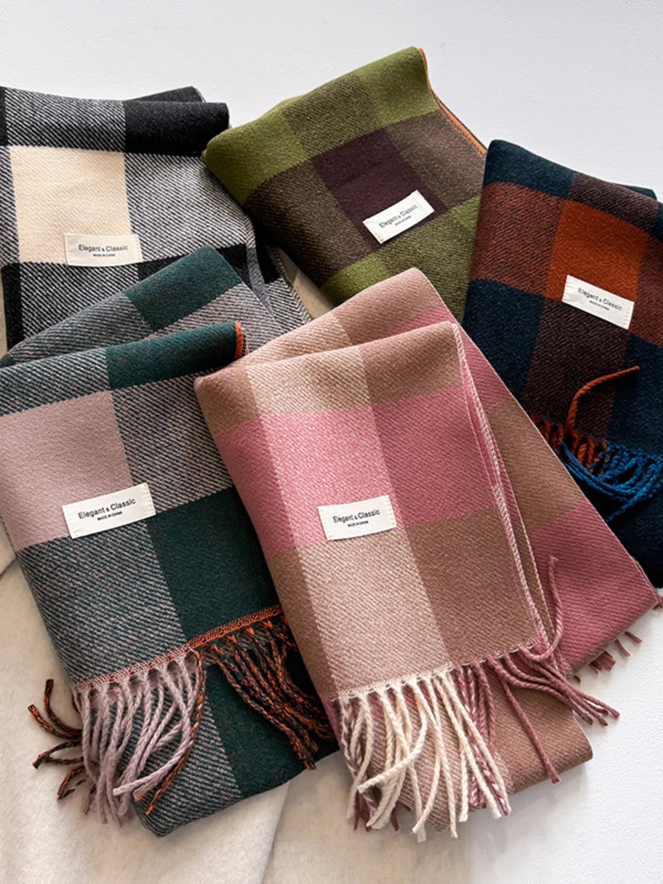 Plaid Fringe Scarf