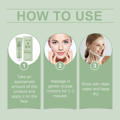 West&Month Purifying Exfoliating Gel, Improves Dull Dryness Deeply Cleans Pores Brightening Skin Firming