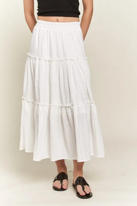 ADORA Rhinestone Accent Tiered Skirt