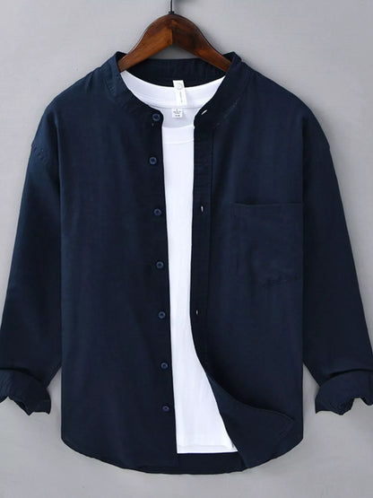 Men's Plus Size Casual Button Up Long Sleeve Shirt