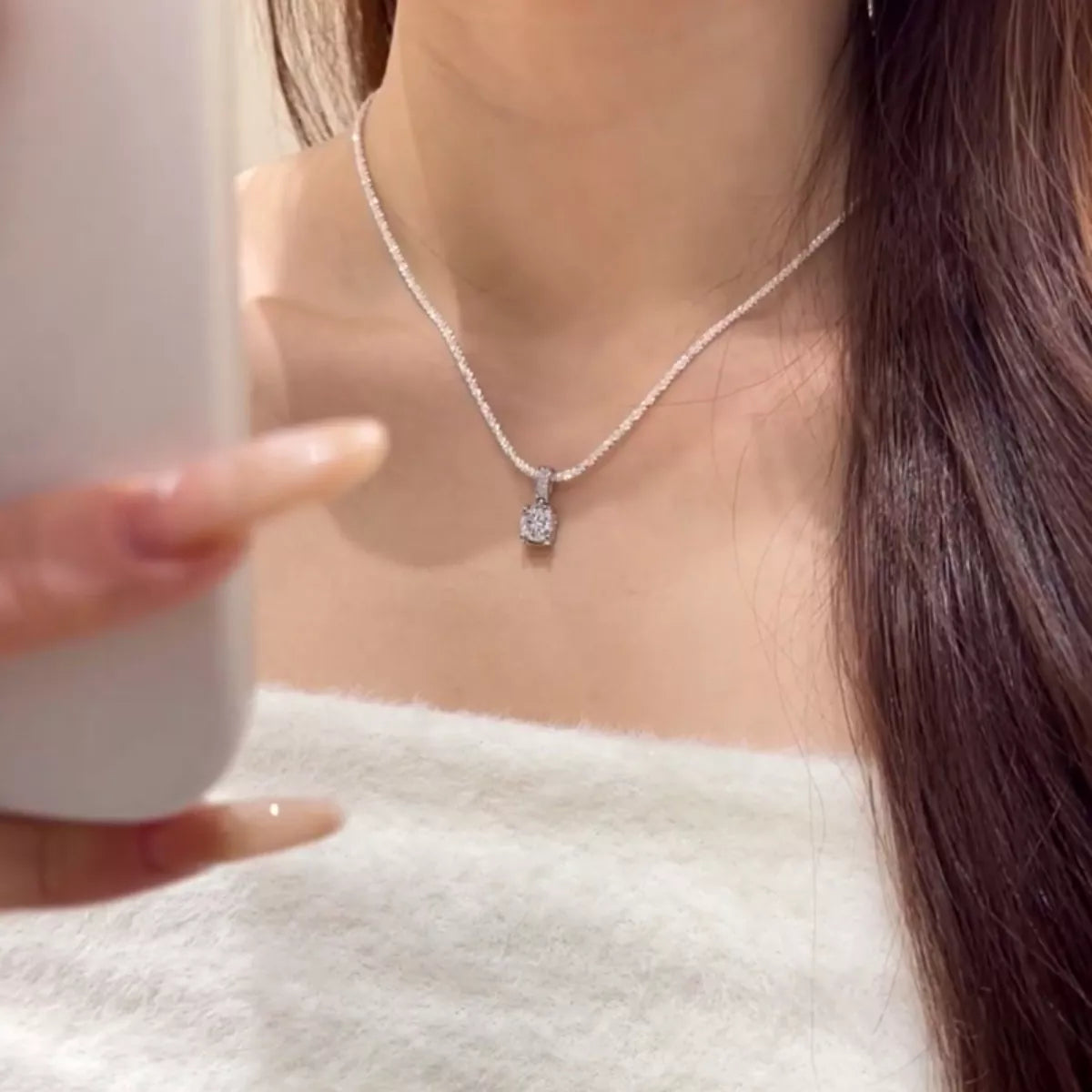 1 Carat 925 Sterling Silver Moissanite Necklace