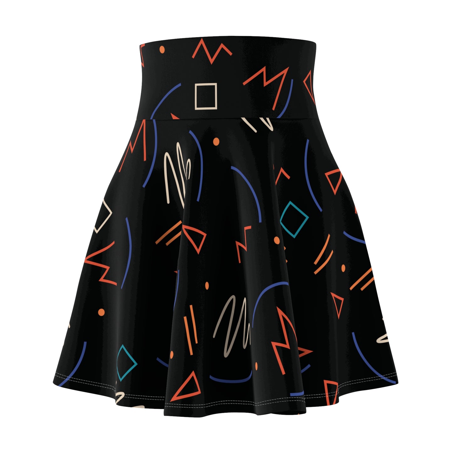 SK-045BK-24 High Waisted Skater Skirt Flared Skirt Plus Size Women's Skirt