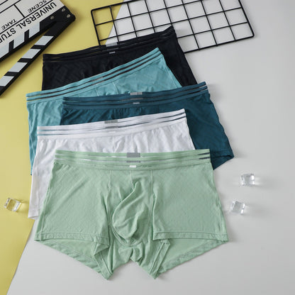 Mens Ice-silk Boxer Briefs Breathable And Cool-feel For Sports