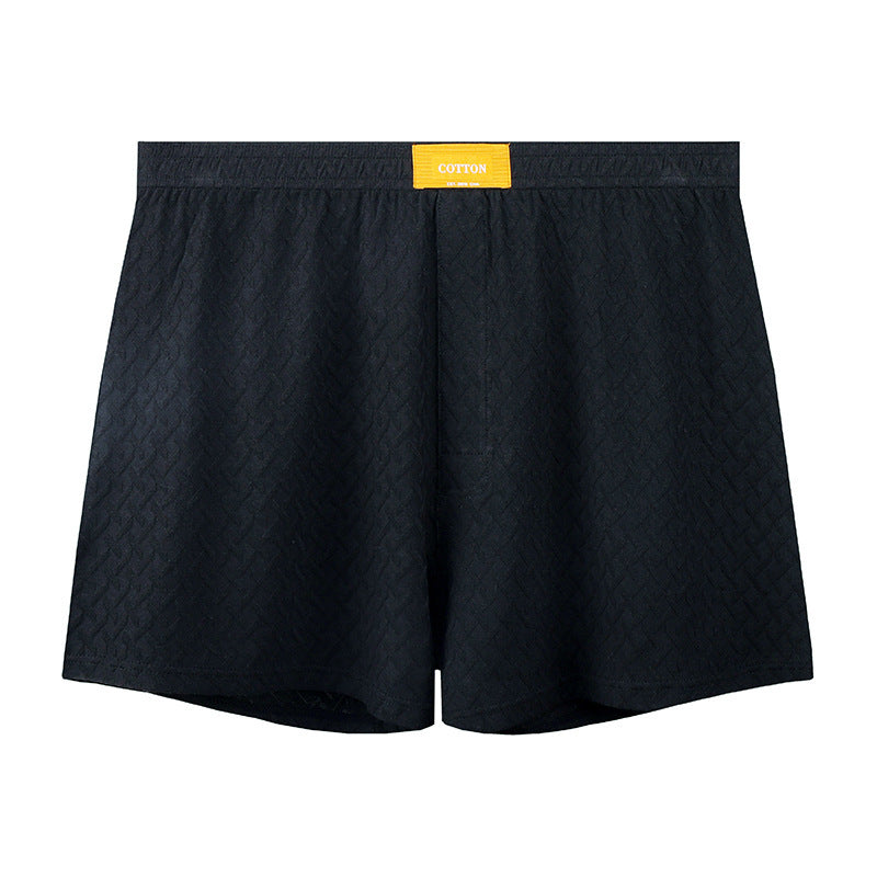 Mens Solid-color Mid-rise Textured Soft Boxer Briefs