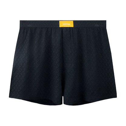 Mens Solid-color Mid-rise Textured Soft Boxer Briefs