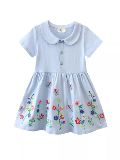 Children's Butterfly Floral Peter Pan Collar Dress