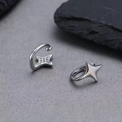 925 Sterling Silver Star Cuff Earrings