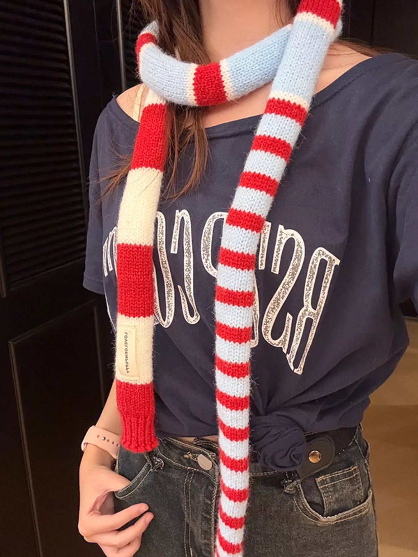 Striped Knitted Warm Scarf