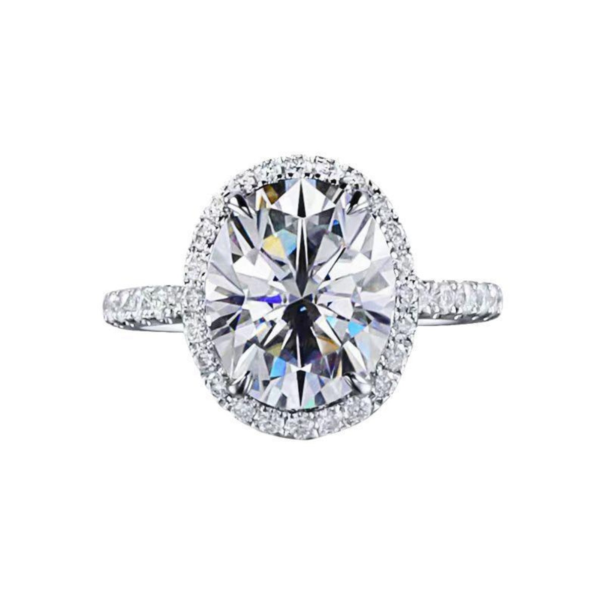 2 Carat Moissanite 925 Sterling Silver Oval Ring