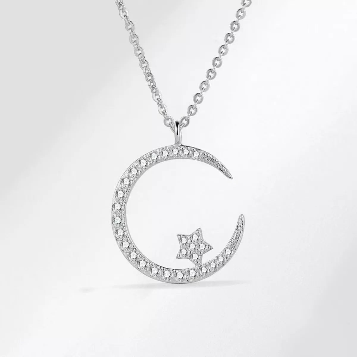 Crescent Moon Star Pendant Necklace