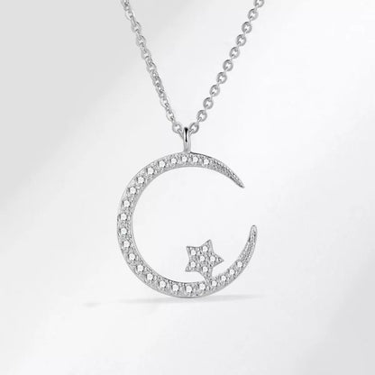 Crescent Moon Star Pendant Necklace