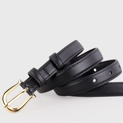 Leather Belt with Golden Buckle