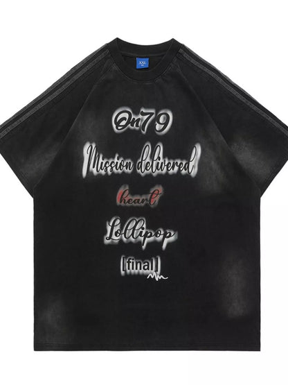 Men's Letter Round Neck Oversized T-Shirt