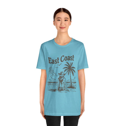 TS-038ML-24 women’s beach sketch shirt beach scene tee for women woman sitting on beach t-shirt beach lover shirt women’s coastal Art graphic tee