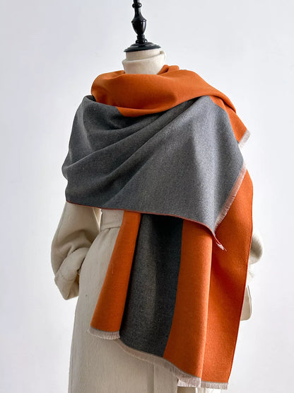 Two-Tone Raw Hem Scarf