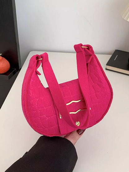 Crocodile Embossed Flap Shoulder Bag