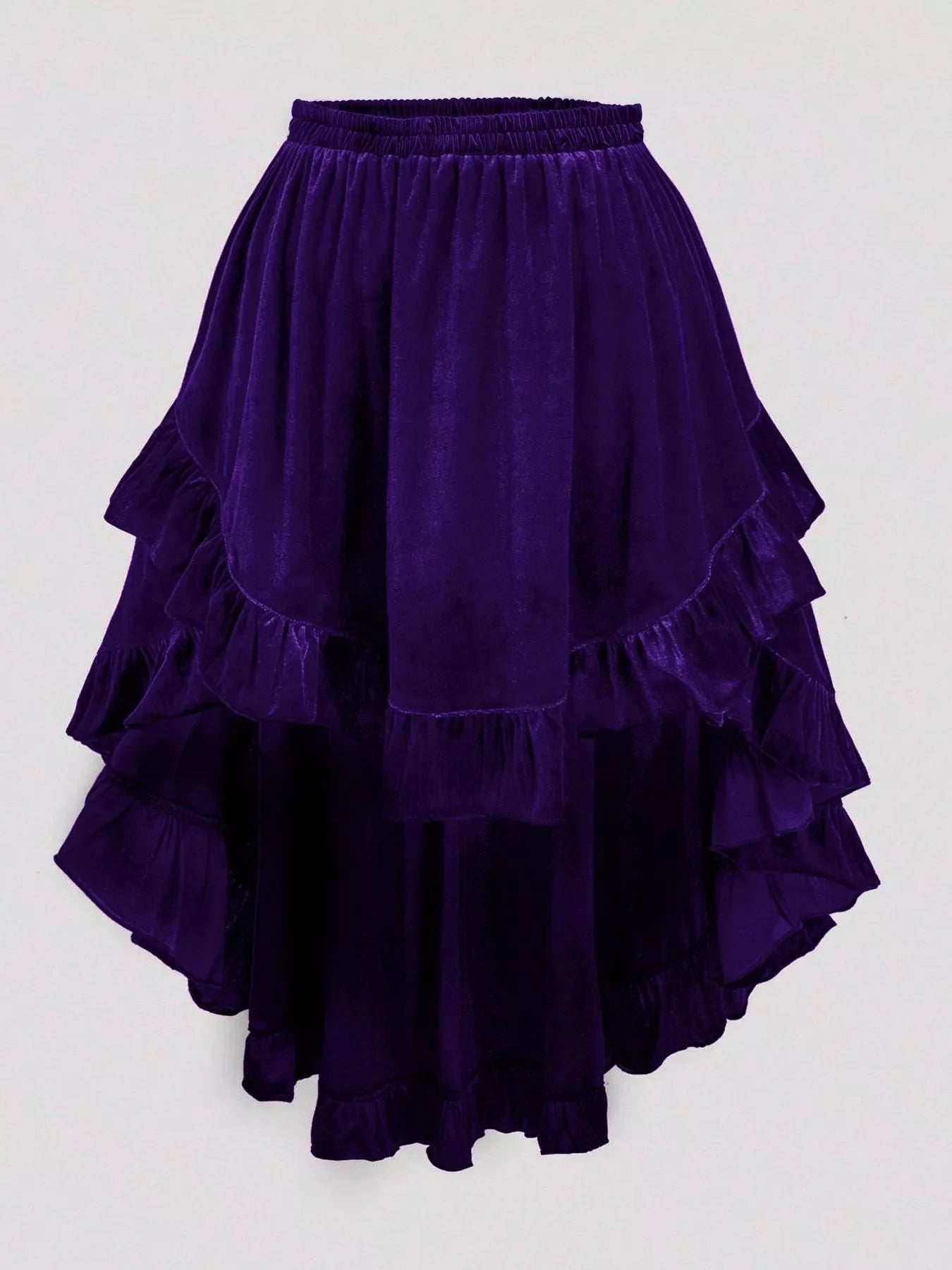 Plus Size Ruffled Velvet Elastic Waist Skirt