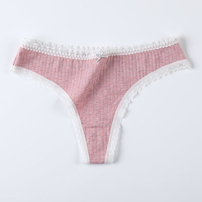 Silk T-shaped Women's Cotton Lace-trimmed T-shaped Panties