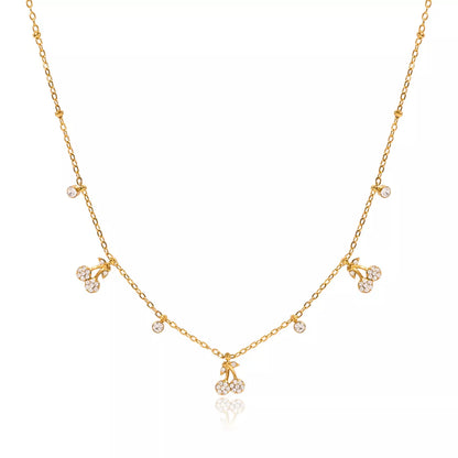 18K Gold-Plated Zircon Cherry Necklace