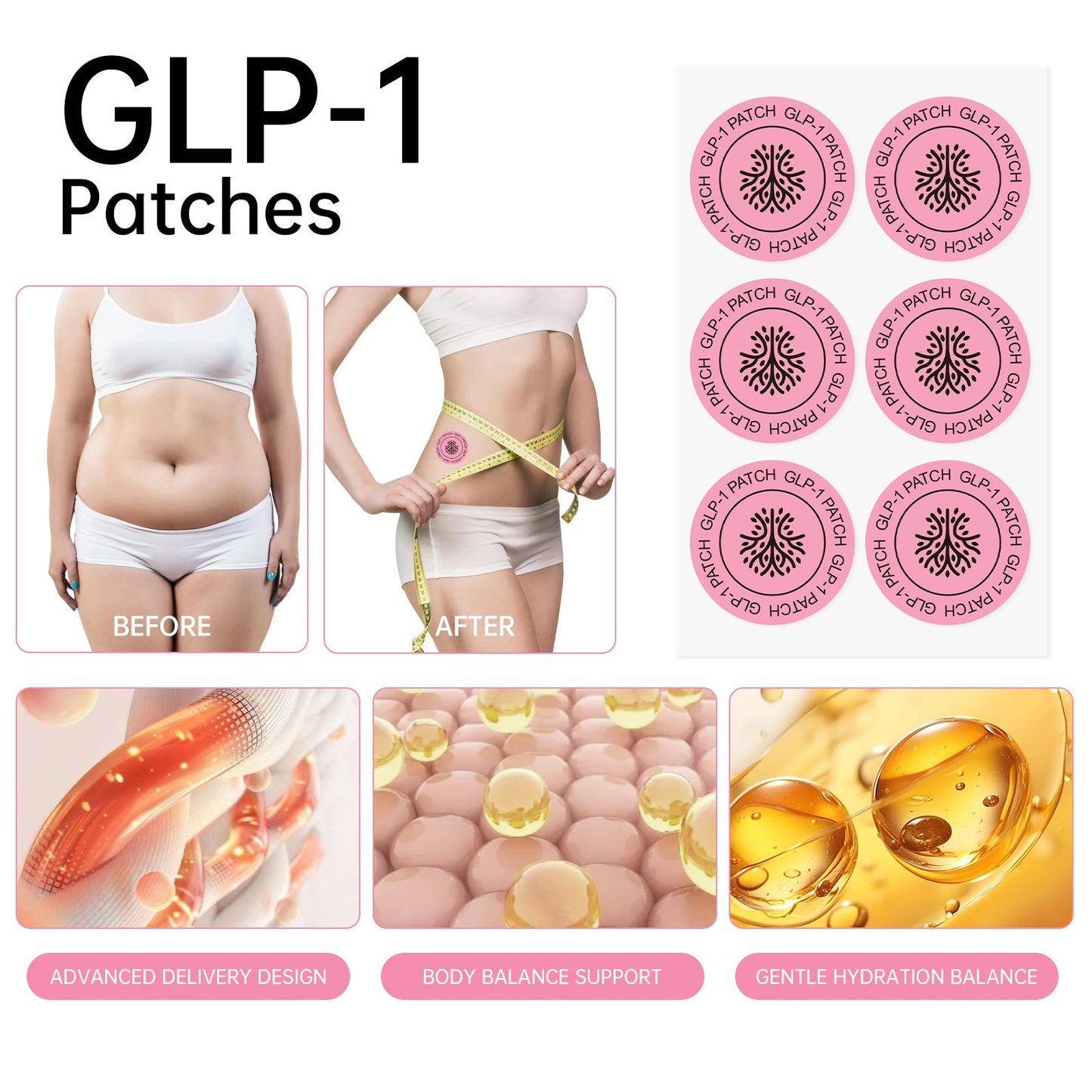 Body Care Patches 30 Pieces GLP Patches For Healthy Shape Support