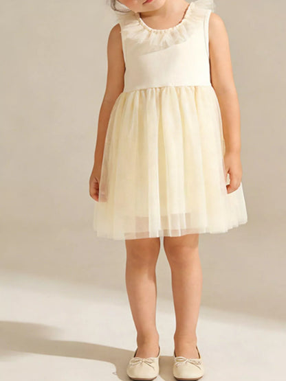 Children's Ruffled Collar Tulle Dress