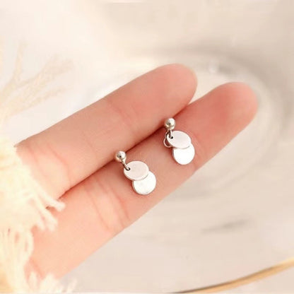 925 Sterling Silver Round Piece Drop Earrings