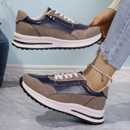 Zipper Detail Lace Up Sneakers