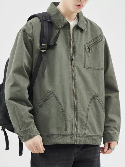 Men's Plus Size Zip Up Long Sleeve Jacket