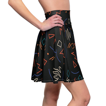 SK-045BK-24 High Waisted Skater Skirt Flared Skirt Plus Size Women's Skirt