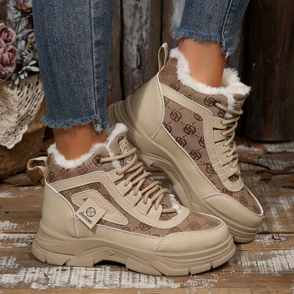 High-Top Platform Chunky Sneaker Boots with Lace-Up
