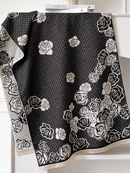 Rose Pattern Warm Scarf