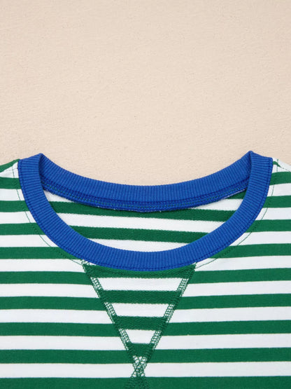 Stripe Boxy Tee and Drawstring Elastic Waist Shorts Set
