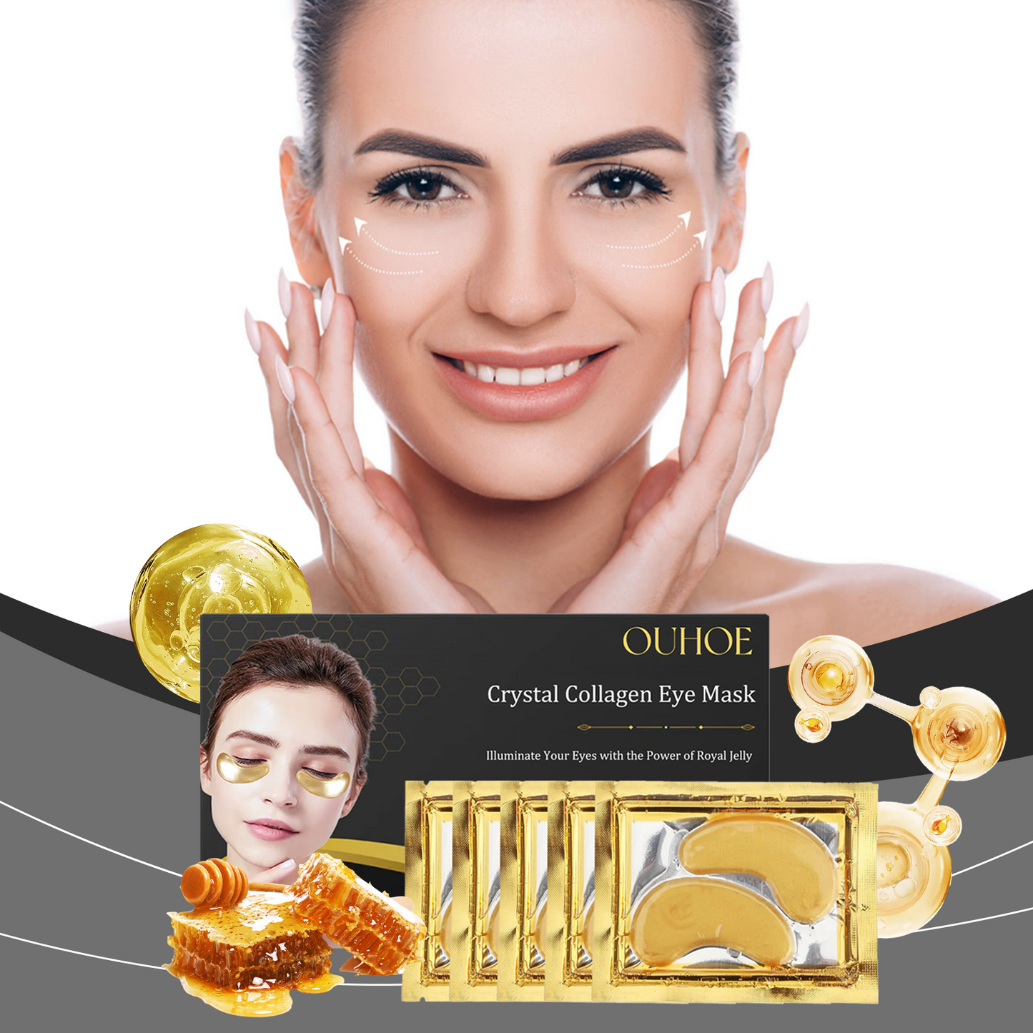 OUHOE   Crystal Collagen Eye Mask Gently Hydrates The Skin Around The Eye Line Collagen Eye Mask